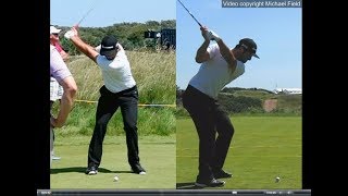 Jon Rahm golf swing  Long Iron faceon amp downtheline July 2017 [upl. by Aihcropal]