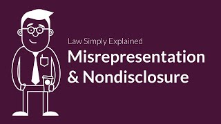 Misrepresentation and Nondisclosure  Contracts  Defenses amp Excuses [upl. by Todd]