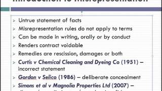 Misrepresentation Lecture 1 of 4 [upl. by Aihsel718]